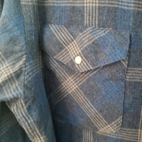 MWG Western  Blue Pearl Snap Shirt  Plaid Flannel Mens Medium - Picture 5 of 10
